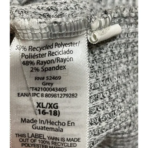 Time & Tru Waffle Knit Tunic Top Cowl Neck Grey Size XL Extra Large Lounge Shirt - Picture 5 of 6